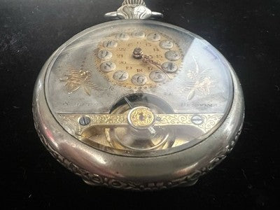 Red HEBDOMAS Manual Pocket Watch 8 DAY Breguet Spiral Vintage Works