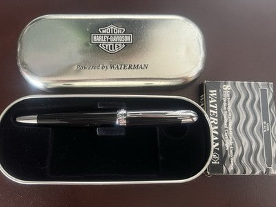 🔴 WATERMAN penna stilografica HARLEY DAVIDSON moto pennino F con astuccio latta