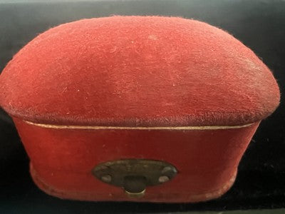 🔴 Scatola orecchini astuccio custodia gioiello originale seta rossa antica 1920