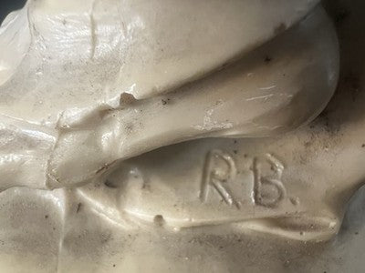 🔴 Statue der Göttin Ebe, Marmorstaub, RB, gearbeitete Draperien, Höhe 40 cm, Italien, Vintage