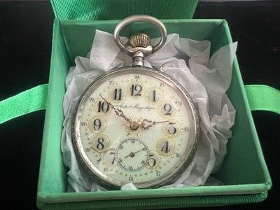 🔴 Orologio tasca ANTI MAGNETIQUE carrozza Ligne Droite manuale funziona vintage