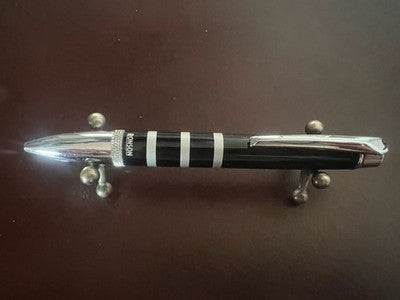 Ronson Pen Ball Lacquer Black With Trim Chrome Marking Vintage
