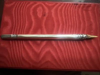 🔴 Penna scrivania argento 925 punzoni inglesi Sheffield 1915 ORIGINALE vintage