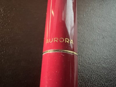 🔴 AURORA penna stilografica LACCA ROSSA Hastil pennino ORO 14 kt con cartucce