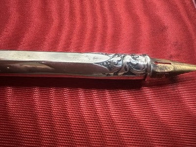 🔴 Penna scrivania argento 925 punzoni inglesi Sheffield 1915 ORIGINALE vintage