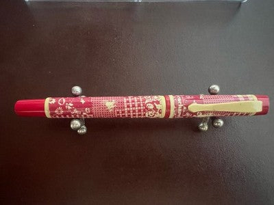 🔴 CACHAREL penna stilografica rossa decorata con cartucce scrive vintage