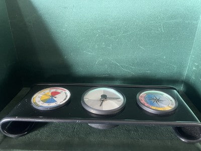 🔴 BRIO TIME Wanduhr mit Barometer und Hygrometer, schwarz, Eisen, Vintage 