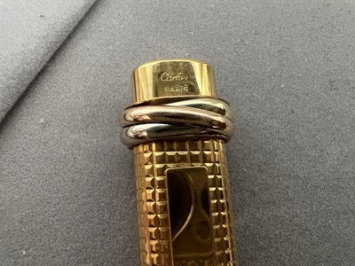 🔴 CARTIER Vendome GODRON vergoldeter MC rot-weißer Kugelschreiber 