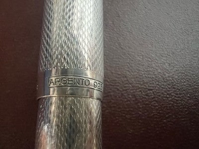 🔴 OMAS penna stilografica 72 ARGENTO MASSICCIO guillochè diamante vintage NOS