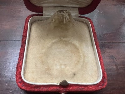 🔴 Scatola box orologio tasca astuccio cofanetto tessuto rosso vintage 1920