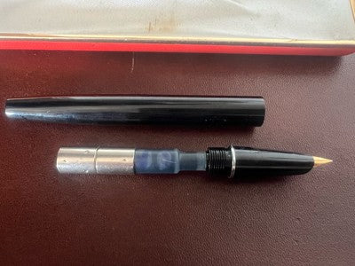 🔴 AURORA penna stilografica Duo Cart pennino ORO cappuccio cromato vintage