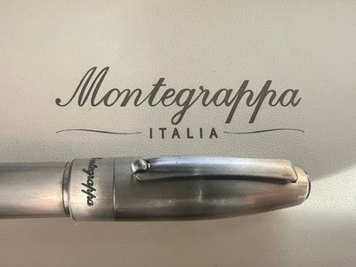 🔴 MONTEGRAPPA stilografica Fortuna Silver Mule metallo spazzolato pennino F
