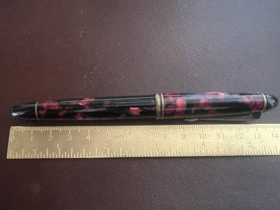 Pen Fountain Pen Marbled Red Marbled Bright A Piston Vintage H