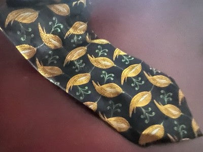 🔴 GIORGIO ARMANI cravatta uomo seta fantasia oro verde nero vintage