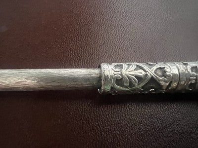 BIC Ballpoint Pen SILVER 800 Engraved Bas Relief Rare Vintage Jewelry 