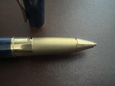 🔴 PELIKAN penna sfera Celebry lacca blu marmorizzata profili dorati vintage