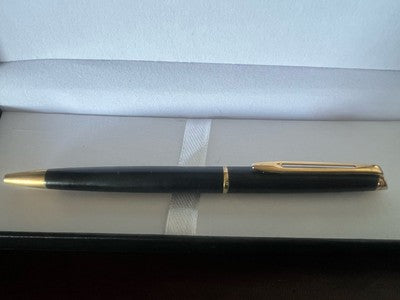 🔴 WATERMAN penna sfera Hemisphere lacca nera satinata profili dorati scrive