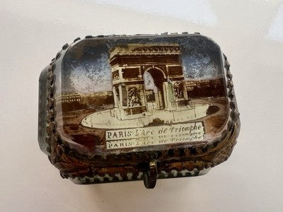 Porte- Bijoux Coffre Verre Vues Arc Triomphe Vintage Paris Belle Epoque