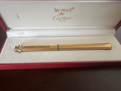 🔴 CARTIER penna stilografica Vendome Trinity placcata oro pennino F cartucce