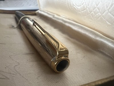 Parker Stylo-Plume Stylo à Plume 61 Gris Or Flèche Doré Gravé Vintage