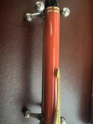 🔴 PARKER penna sfera Duofold Centennial ARANCIONE lacca finiture dorate IIIU