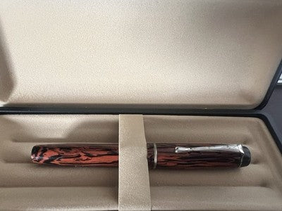 Pluma Estilográfica De Celuloide Estriado A Palanca Vintage 1930