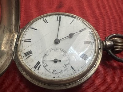 Montre Poche Argent 800 Oeil de Boeuf Fonctionne Seltener Vintage 