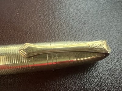 🔴 RECORD penna stilografica pennino ORO 14KT a pulsante scrive vintage D