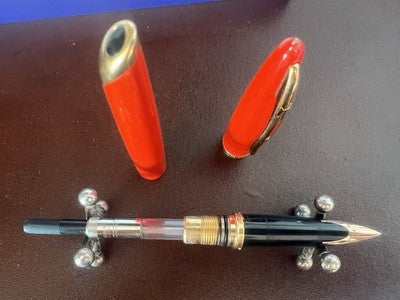 🔴 WATERMAN fountain pen Carene orange coral lacquer 18 KT GOLD nib F