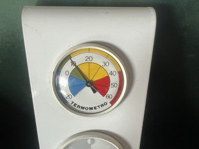 🔴 BRIO TIME orologio barometro igrometro parete muro ferro BIANCO vintage