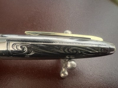 🔴 MARKSMAN penna stilografica metallo cesellato canna di fucile vintage