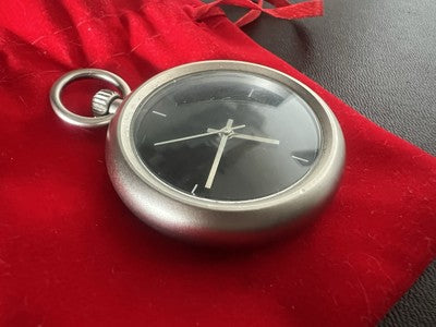 🔴 MERCEDES-BENZ orologio tasca uomo cromato satinato al quarzo quadrante nero