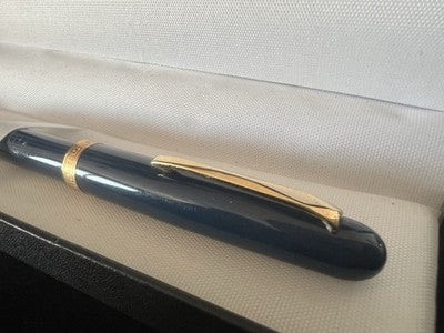 🔴 OMAS penna sfera Extra blu intensa con greca placcata oro scrive vintage