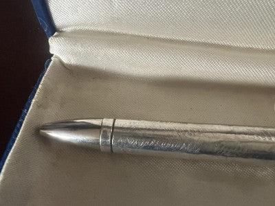 Stylo-Plume Sphère Argent 800 Corps Ciselé À Main Bas Relief Vintage 30 