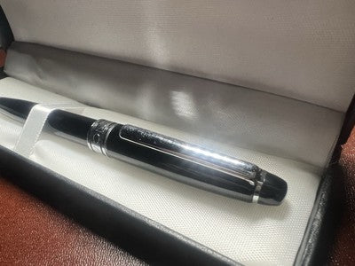 Balenciaga Pen Sphere Lacquer Black Trim Chrome Mechanism Snap 