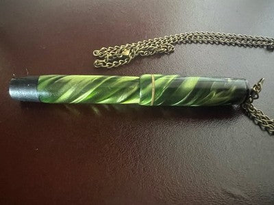 Stift Füllfederhalter Zelluloid Grün Irisierend Mit Kette Vintage '30 