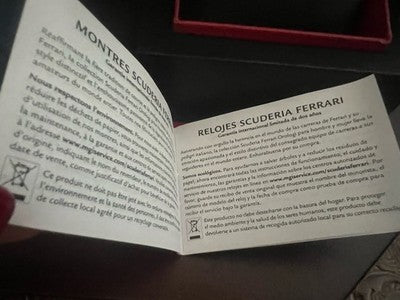 🔴 FERRARI Scatola Box Orologio con Cuscino Istruzioni Contro Scatola Originale