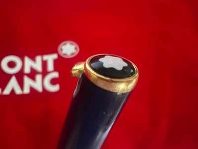 🔴 MONTBLANC penna sfera Generation blu con profili dorati scrive no clip