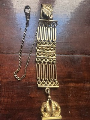 🔴 CATENA orologio tasca Vittoriana chatelaine sigillo pinchbeck antica 1800 N.1