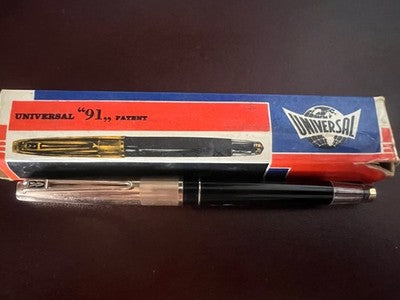 🔴 UNIVERSAL penna stilografica 91 con garanzia ed astuccio originale vintage 50