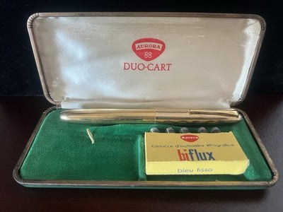 🔴 AURORA penna stilografica 88 Duo Cart placcata oro PRIMA GENERAZIONE vintage