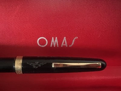 Omas Pen Ball Extra Black With Greek Emblem Eagle Marking Vintage