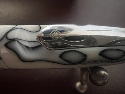 🔴 OSAMA penna sfera marmorizzata bianca venature nere scrive vintage