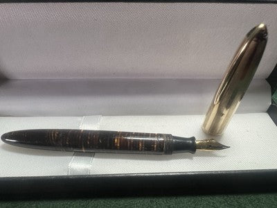 🔴 ANCORA penna stilografica celluloide a pulsante pennino originale ORO vintage