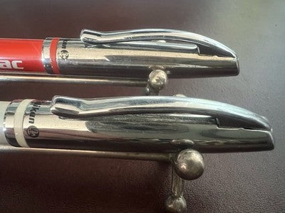 🔴 PELIKAN penne sfera lacca jazz bianca arancione pubblicitaria cromo vintage