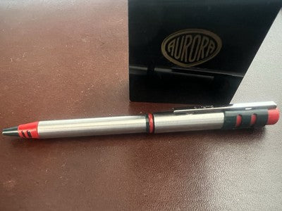 Auretta Stylo-Plume Sphère par Aurora Club Chrome Rouge Et Bleu Écrit Rétro 70