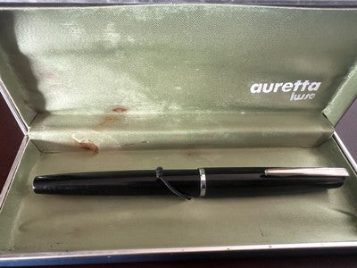 🔴 AURETTA penna stilografica nera By Aurora con cartucce vintage 1970 P