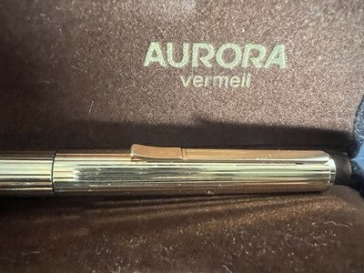 Red Aurora Fountain Pen Hastil Vermeil Silver 925 Gold Plated Vintage