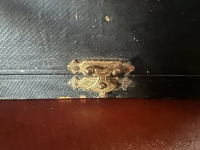 🔴 Scatola orologi tasca box 2 posti scrigno pitone e seta turchese antica 1800