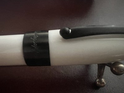 🔴 MONTEGRAPPA penna sfera Fortuna White resina bianca metallo brunito NOS